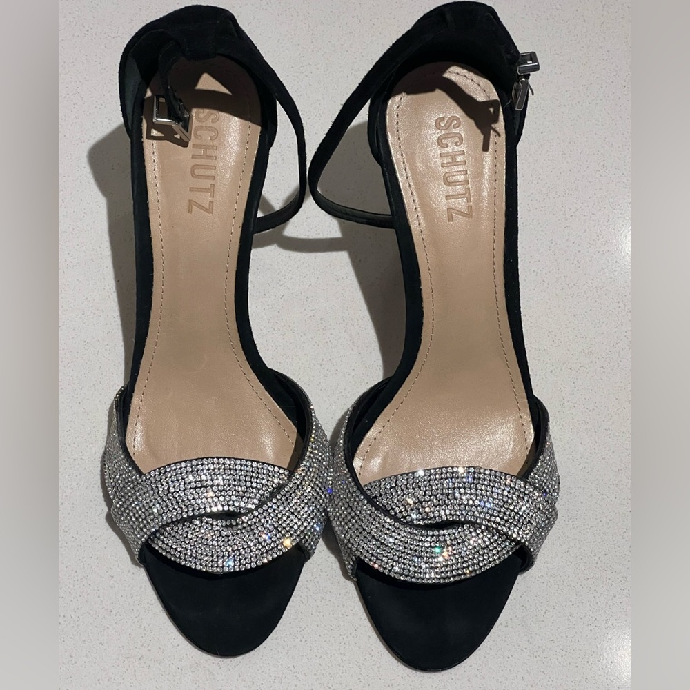 SCHUTZ Black and Silver Heels